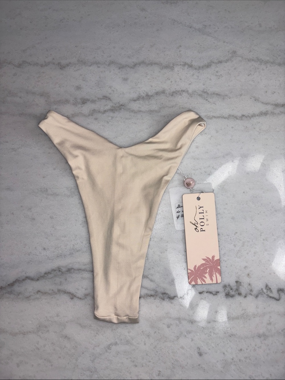 Oh Polly Cream High-Leg Bikini Bottom SMALL NEW